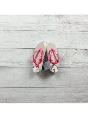 Cat & Jack Girls Pink Flip Flops Unicorn Graphic Lightweight NWT 9-10